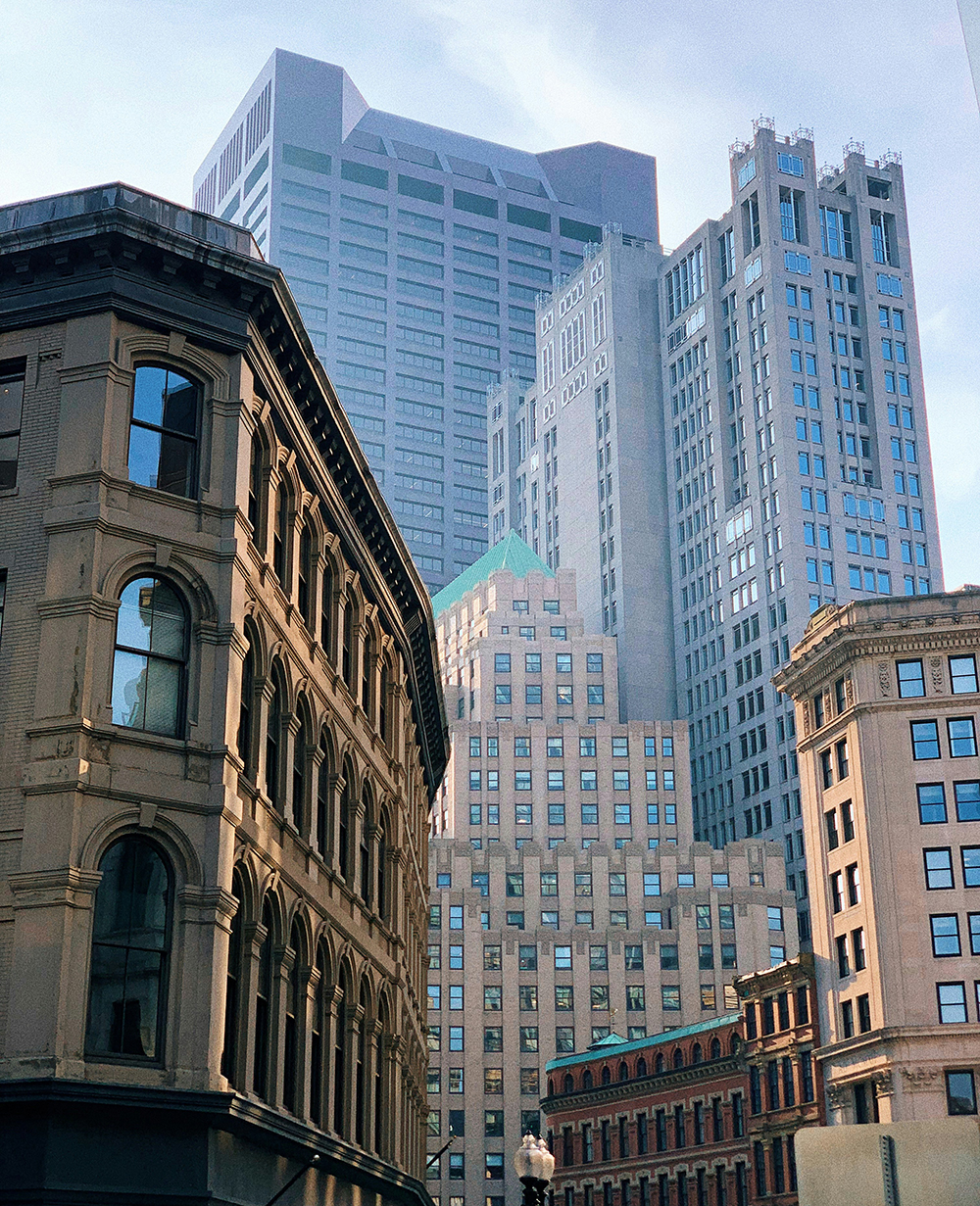 Boston skyscrapers in financial district